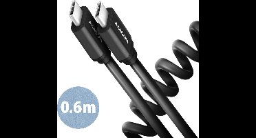 AXAGON BUCM-CM10TB Twister cable USB-C <-> USB-C, 0,6m, USB 2.0, 2.4A, ALU, PVC, Black *USBCM