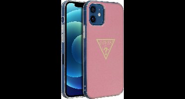 Guess Metallic Serie Guess Geschikt voor Apple iPhone 12 Mini Metallic Effect Hoesje Roze