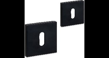 Slim Line baardsleutel rozet set - slechts 6mm dik - mat zwart - vierkant model - incl. bevestigingsmateriaal