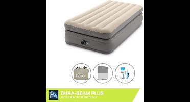 Intex Luchtbed - 1-Persoons - 99 x 191 x 51 cm - Grijs - Inclusief pomp - Hoeslaken en Reparatieset