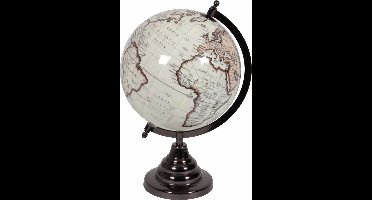 Vintage look wereldbol op houten voet 20 cm - Woondecoratie met antieke uitstraling - Wereldbollen/globes
