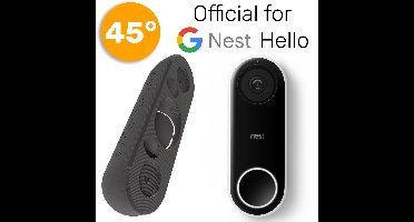 Made For Google Nest Hello - 45° Hoekbeugel wig voor slimme camera deurbel // Zwart Kunststof // Inclusief schroeven