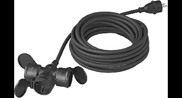 ProPlus 3-voudige Stekkerdoos - 10 m - 3x 1,5 mm² - Neopreen Kabel 230V - IP44 Waterdicht - Temperatuurbestendig - H07RN-F - Zwart