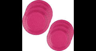 Santex Feest/verjaardag borden set - 20x stuks - fuchsia roze - 17 cm en 22 cm