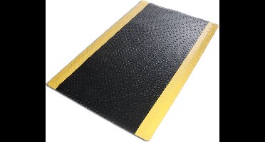 FLOORDIREKT Anti-vermoeidheidsmat - HeavyDuty Diamond - Werkplaatsmat - Zwart-geel - 90 x 150 cm