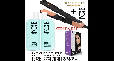 KHS KERATIN SET - Stijltang 48K Therapy 250 º + Keratin Kit + Naverzorging