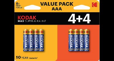 Kodak Max alkaline AAA 4+4 pack