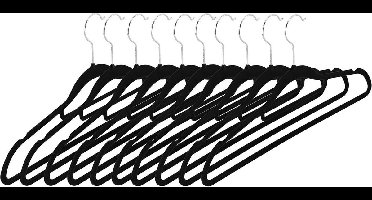 Intirilife kleerhanger in ZWART fluweel - 10 ruimtebesparende kleerhangers van kunststof en metaal met anti-slip fluwelen hoes en broekstang - Kleerhanger Kleerhanger Kleerhanger Kleerhanger