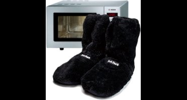 MikaMax Magnetron sloffen - Laarsjes - Uren Lang Warme Voeten - Verwarmde sloffen - One Size Fits All - T/m Maat 39 - Lavendel en Lijnzaad Vulling - Zwart