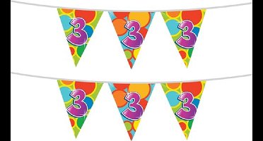 Haza Vlaggetjes 3 jaar - leeftijd verjaardag - 2x stuks - plastic 10m