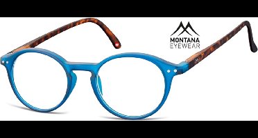 Montana Eyewear MR65E leesbril +1.00 Blauw - Tortoise  - rond