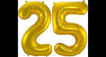 Folat Folie ballonnen - 25 jaar cijfer - goud - 86 cm - leeftijd feestartikelen - verjaardag versiering