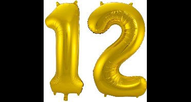 Folat Folie ballonnen - 12 jaar cijfer - goud - 86 cm - leeftijd feestartikelen - versiering