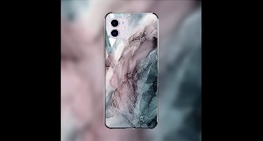 Shop4 - Oppo Find X5 Hoesje - Harde Back Case Glass Marmer Warm Grijs