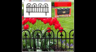 4x stuks flexibele graskant/tuin rand/kantopsluiting hekjes delen van 57.5 cm donkergrijs - 32 cm hoog incl pinnen