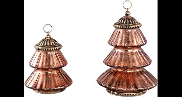 PTMD Xmas Decoritz copper glass LED tree S en L SET van 2