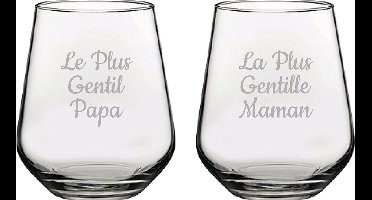 Drinkglas gegraveerd - 42,5cl - Le Plus Gentil Papa & La Plus Gentille Maman
