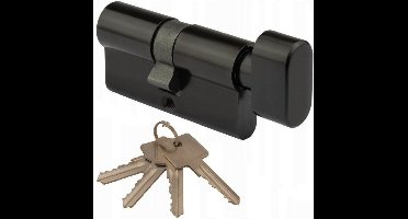 Knopcilinder zwart 30/40 - incl. 4 sleutels - cilinder zwart - deurcilinder met knop