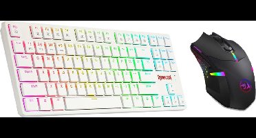 Redragon Flat Gaming - K539W RGB Gaming Toetsenbord - M601 RGB Gaming Muis - Platte toetsen - Mechanisch - Air Craft Grade Aluminium - Hoogwaardig Draadloos Toetsenbord & bedrade muis