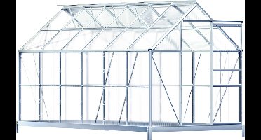 Tuinkas Aluminium - 7,2 m² 4 Dakramen Regengoot Fundament - 380x190cm