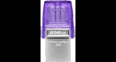 Kingston DataTraveler microDuo 3C USB-stick – 256 GB – RVS, Violet – USB-A 3.2 Gen 1, USB-C