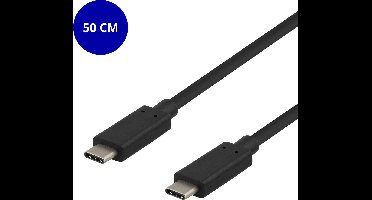 Deltaco – USB C naar USB C Kabel - Snellader - 50cm – Zwart