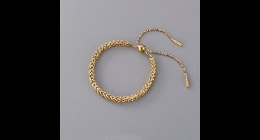 dames armband met ketting- goudkleurig staal armband-27 cm