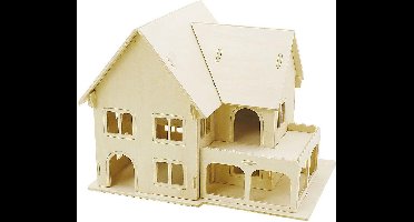 Creativ Company 3D Houten Constructie Set Huis - afm 22,5x16x17,5 cm