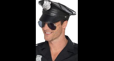 Smiffys - Hoed - Politie - Kunstleer - Zwart