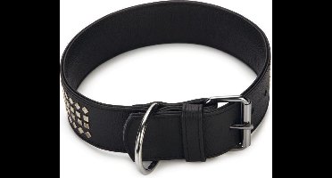 Beeztees leren halsband Vintage. Zwart. 50 cm x 50 mm