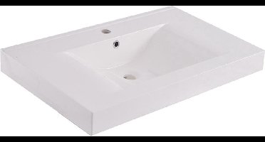 Tigris wastafel enkel met 1 kraangat 80x46x8 cm kunstmarmer glans wit