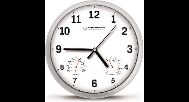 Esperanza Wandklok Lyon - Wit - 25 cm - inclusief temperatuur- en luchtvochtigheidsmeter