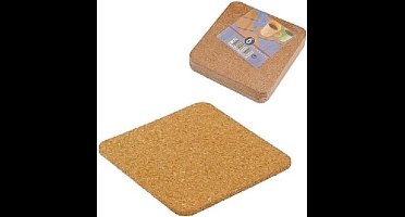 Onderzetters kurk 9x9cm 6st