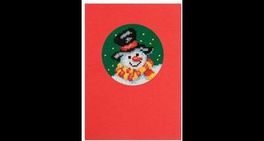 borduurpakket 12.105 kerstkaart, sneeuwpop (incl. p.p. kaart en enveloppe)