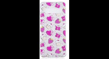 Shop4 - Geschikt voor Samsung Galaxy S10 Hoesje - Zachte Back Case Vlinders en Aardbeien Roze