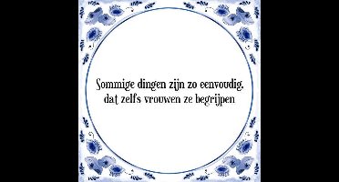Tegeltje met Spreuk (Tegeltjeswijsheid): Sommige dingen zijn zo eenvoudig, dat zelfs vrouwen ze begrijpen + Kado verpakking & Plakhanger