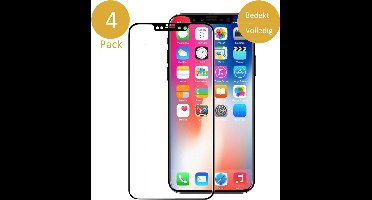 4x Screenprotector Gehard Glas geschikt voor Apple iPhone Xs / X - Volledig Beeld Dekkend Tempered Glass Screen Protector Zwart van iCall