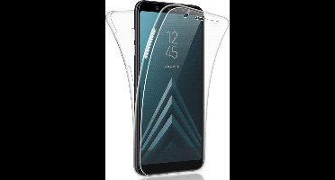 Hoesje geschikt voor Samsung Galaxy A6 Plus 2018 - 2 in 1 Volledig Dekkende 360 Hoes Transparant met Ingebouwde Siliconen Screenprotector
