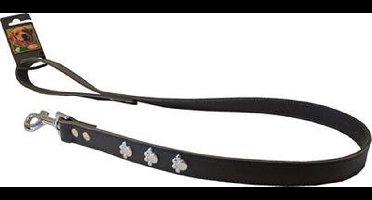 Lijn met karabijnhaak en pootjes donkerbruin 25mm - 100cm