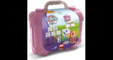 Multiprint Paw Patrol - Koffer - Roze - 5 Stempels + 10 Kleurpotloden