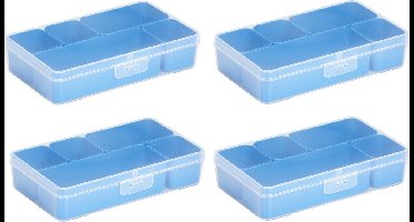 set á 4 MIXED ASSORTIMENTSDOOS  INCL. 5 UITNEEMBARE BAKJES  TRANSPARANT/BLAUW