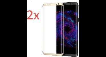 2x Screenprotector geschikt voor Samsung Galaxy S8 - Edged (3D) Tempered Glass Screenprotector Goud 9H (Gehard Glas Screen Protector)