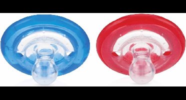 Nûby - 2 Natural Flex™ Cherry Fopspenen - Blauw & Rood - 6-36m