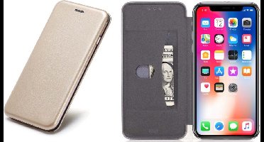 Hoesje Book Case Portemonnee Cover geschikt voor Apple iPhone Xs / X - Goud Kunstlederen Siliconen iCall Wallet