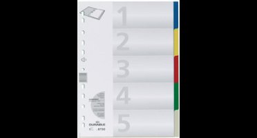 Durable 6730 Register DIN A4 blanco Polypropyleen Meerdere kleuren 5 tabbladen 673027