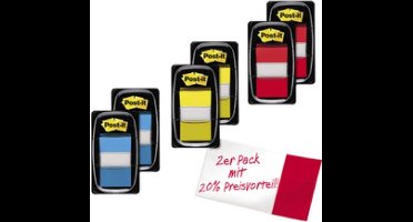 Post-it® Index Standaard, Duo Pack, Rood/Geel, 25.4 x 43.2 mm, 50 Tabs/Dispenser