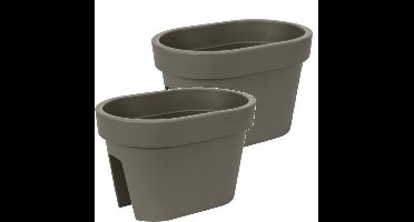 Bloembak Balkonbak Lofly Railing 27x40x25cm STEENGRIJS Prosperplast / 2 STUKS ! /