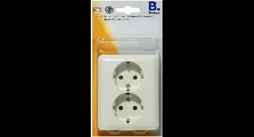 BERKER M2 Dubbele wandcontactdoos - Randaarde - Inbouw in 1 doos - Wit