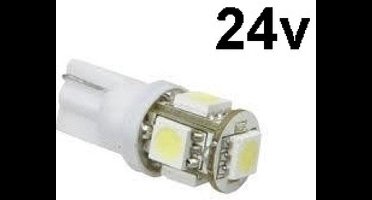 T10 - 24 volt - 5 LED - 5050 SMD - KOUD WIT 6500K