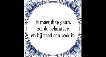 Tegeltje met Spreuk (Tegeltjeswijsheid): Je moet diep gaan, zei de schaatser en hij reed een wak in + Kado verpakking & Plakhanger